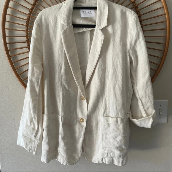 Velvet by Graham & Spencer Linen Blazer Sz XS - Picture 7 of 10